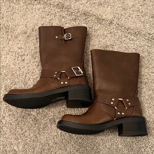 Stylish Brown Moto Boots NWOT